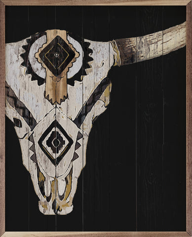Tribal Longhorn Skull Black