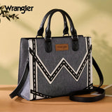Wrangler Western Contrast Stitch Chevron Tote Bag-Dark Jean