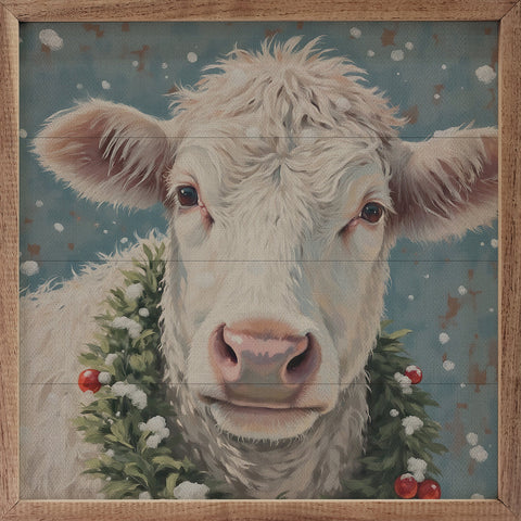 White Cow Berry Wreath Sign
