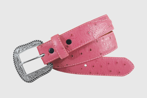 Wrangler Girl's Pink Ostrich Print Belt