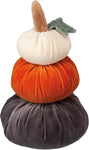 Velvet Pumpkin Stack Decoration-Orange & Cream