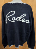 Black Knit Rodeo Contrast Stitching Sweater