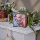 Festive Pig Block Sign