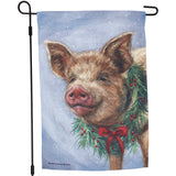 Christmas Pig Garden Flag