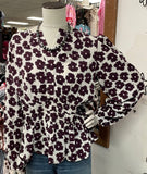Plum & White Flowered Top