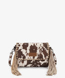 Wrangler Rustler Wildside Cow Print Flap Crossbody Bag