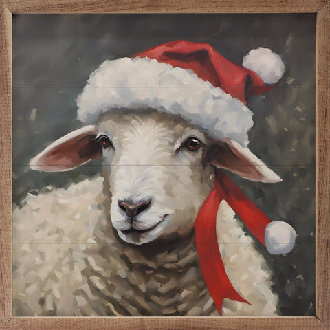 Santa Sheep With Hat Sign