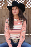 Cruel Women's Pink Striped Sweater