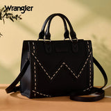 Wrangler Western Contrast Stitch Chevron Tote Bag-Black