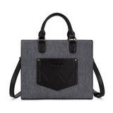 Wrangler Western Contrast Stitch Chevron Tote Bag-Dark Jean