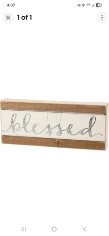 Blessed Wood Slat Box Sign