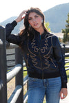 Cruel Women's Black Satin Embroidered Jacket