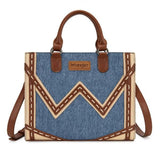 Wrangler Western Contrast Stitch Chevron Tote Bag-Jean