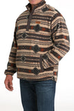 Cinch Men’s Brown Southwestern Stripe 1/4 Snap Fleece Pullover