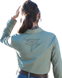Cruel Women's Green Boot Stitch Embroidered Snap Shirt