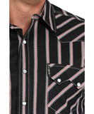 Cinch Men's Black Striped Modern Fit Snap Shirt
