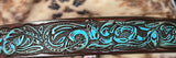 Brown Turquoise Embossed Flower Belt