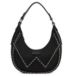 Wrangler Western Contrast Stitch Chevron Hobo Shoulder Bag - Black