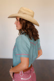 Embroidery Rose Chabray Women's Snap Shirt