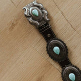 Turquoise Teardrop Brown Concho Belt