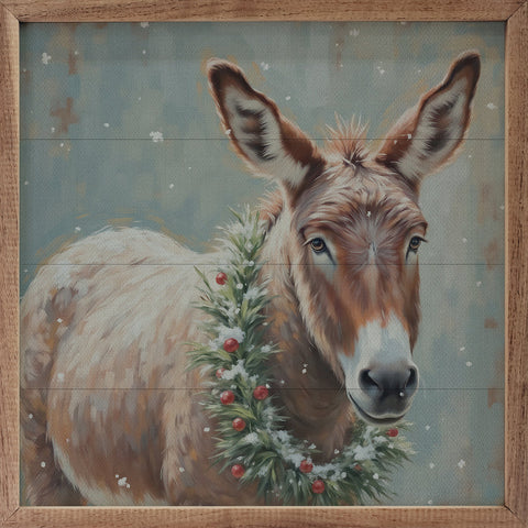 White Donkey Berry Wreath Sign