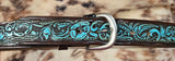 Brown Turquoise Embossed Flower Belt