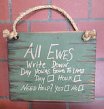 All Ewes Write Down Wood Sign