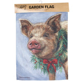Christmas Pig Garden Flag