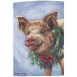 Christmas Pig Garden Flag