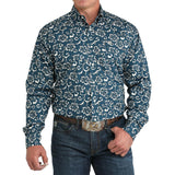 Cinch Men's Teal Flower Print Shirt