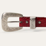 Stetson Women's Red Croc Print Belt