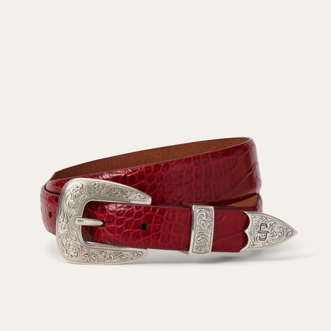 Stetson Women's Red Croc Print Belt