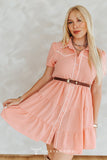 Coral Ruffle Flare Button Dress