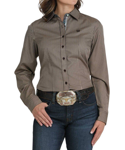 Cinch Women's Brown Striped Shirt