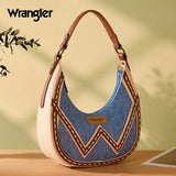 Wrangler Western Contrast Stitch Chevron Hobo Shoulder Bag - Jean