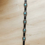 Black Concho Turquoise Cluster Belt