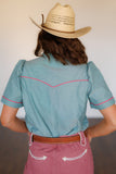 Embroidery Rose Chabray Women's Snap Shirt