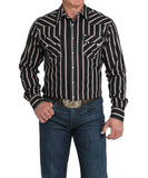 Cinch Men's Black Striped Modern Fit Snap Shirt