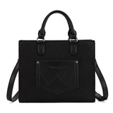 Wrangler Western Contrast Stitch Chevron Tote Bag-Black