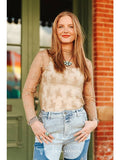 Taupe Lace Long Sleeve Stretch Top