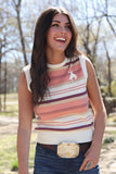 Cruel Women's Pink Striped Sweater