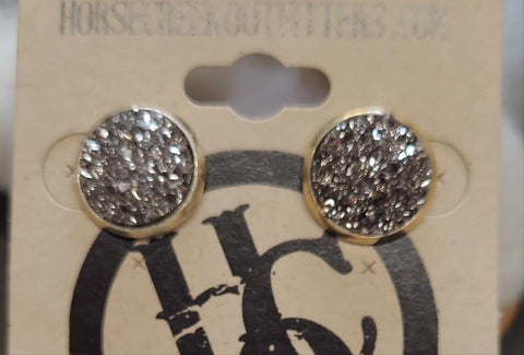 Silver Button Earrings