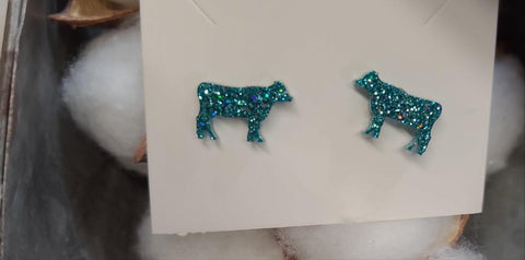 Sparkly Cow Acrylic Earrings