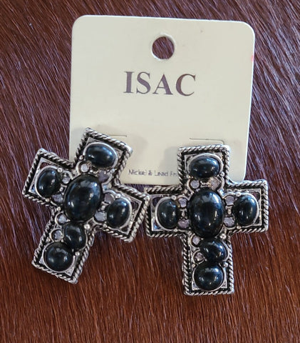 Black & Silver Cross Earrings