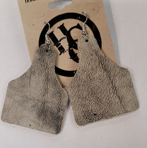 Grey Leather Eartag Earrings