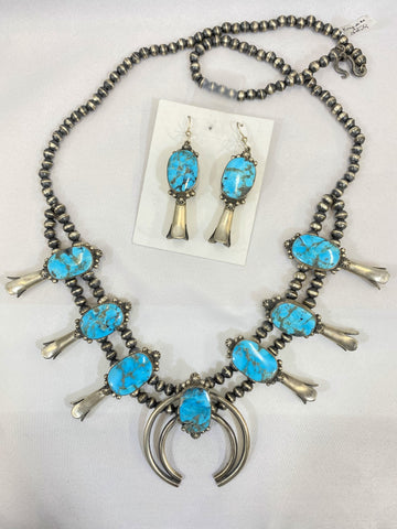 Kingman Turquoise Necklace Earring Set