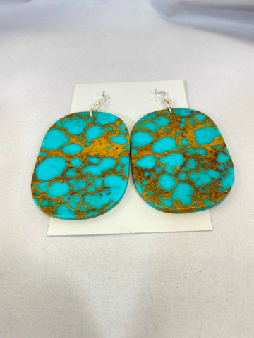 Compressed Turquoise Slab Earrings