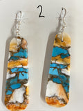 Multicolor Slab Turquoise and Spiny Composite Slab Earrings