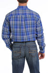 Cinch Men's Royal Blue, Cream & Black Plaid Shirt