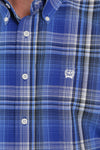 Cinch Men's Royal Blue, Cream & Black Plaid Shirt